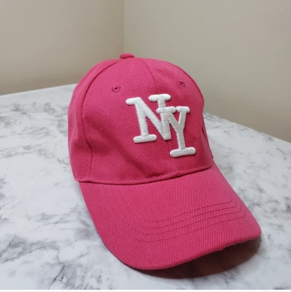 NY Embroidered Hot Pink Baseball Cap - Adjustable Y2K Style